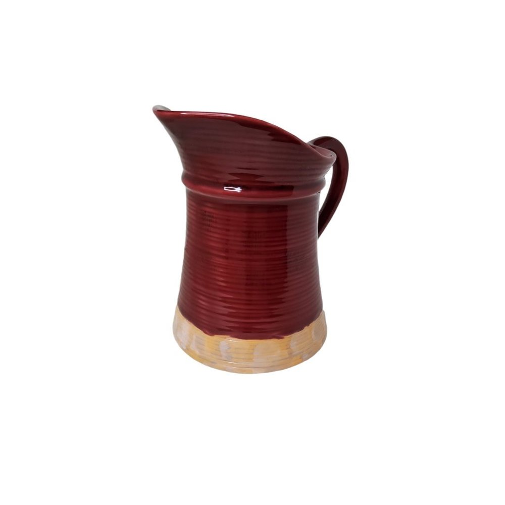vintage 1990s teleflora ceramic glazed ribbed pitcher vase 6.5"h x 5"w.